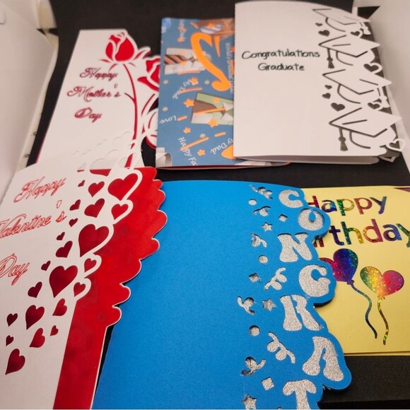 Hand Crafted Colorful All Occasoin Cards Set of 12 - Picture 2 of 16